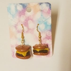 Handmade cheeseburger earrings